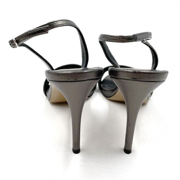Giuseppe Zanotti Sophie Heels Sandals Pewter Metallic Slingback‎ Sz 38 / 8 - Picture 6 of 10